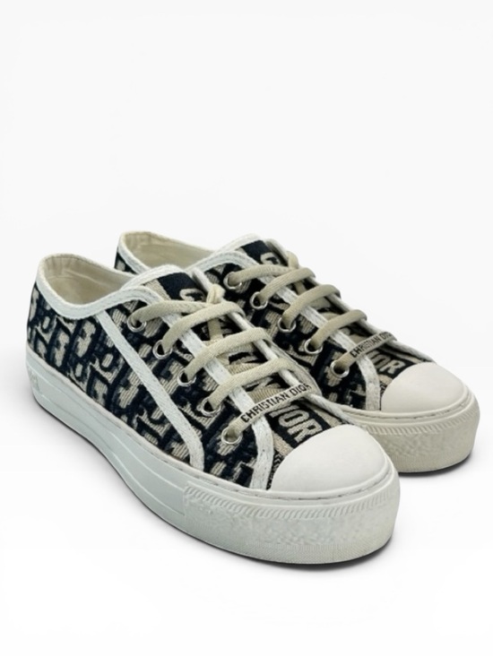 Dior Shoes - Walk'n'Dior Sneaker Deep Blue Dior Oblique Embroidered Cotton 37